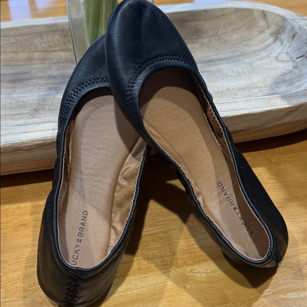Lucky Brand Ballet Flats Emmie Leather 9M/40 Black